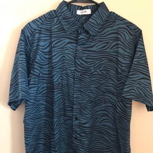 Black & Green Zebra print button down